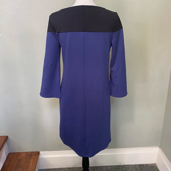 GAP Dress - Midi - Color Block - Bell Sleeves Royal Blue Black SMALL NWT - Picture 7 of 12